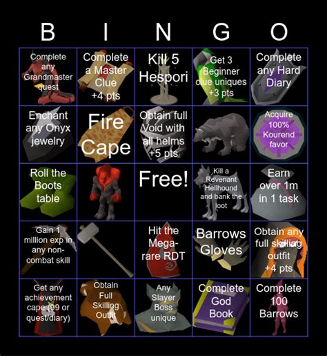 OSRS Bingo Card 2 Bingo Card .
